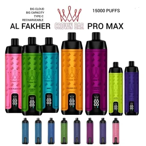 正品阿尔法赫皇冠系列 AL FAKHER CROWN BAR PRO MAX 15K 15000口大烟雾一次性电子烟油量电量显示